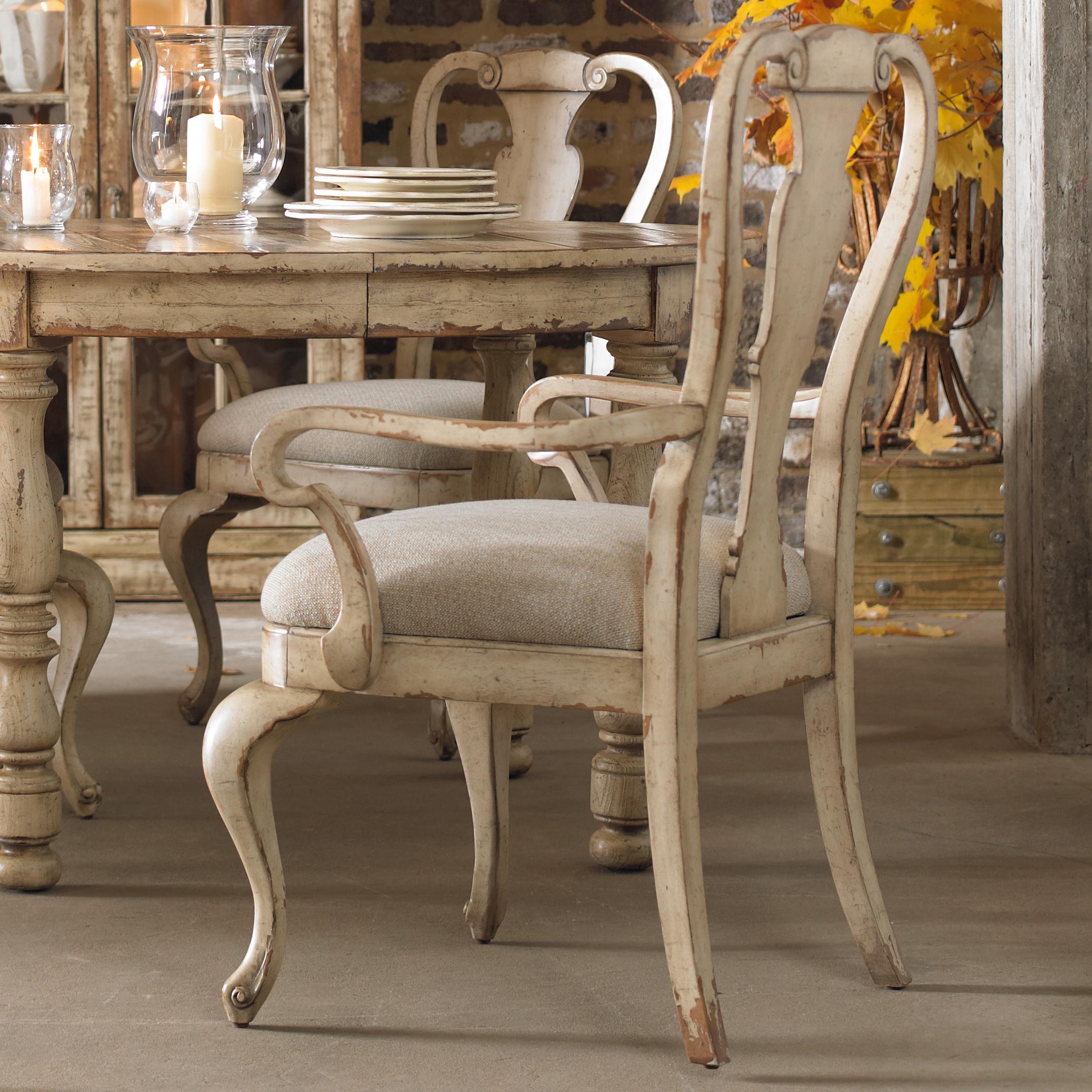 Hooker Furniture Wakefield Distressed White Splatback Arm Chair with